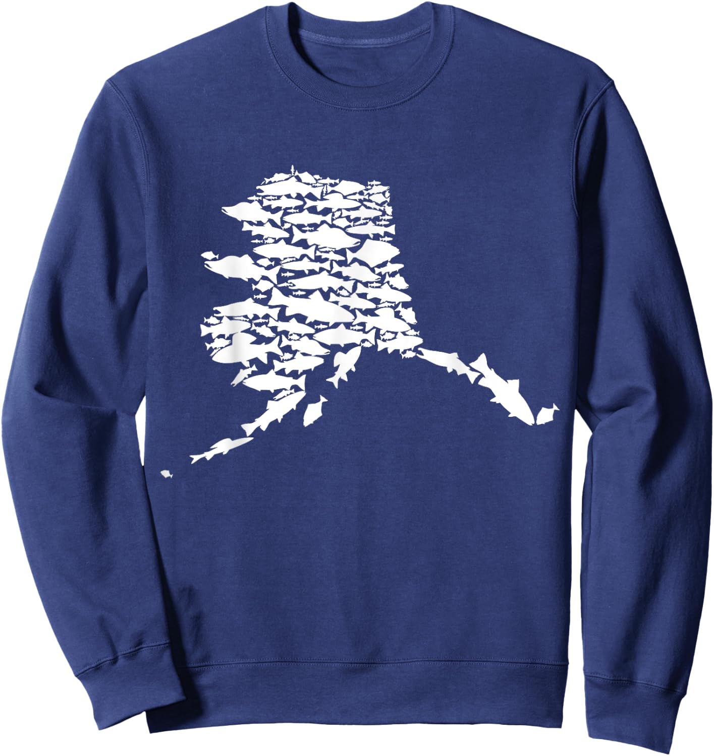 Alaskan Fish Alaska State Made of Wild Salmon Halibut Trout Sweatshirt - Sweatshirt | Navy
