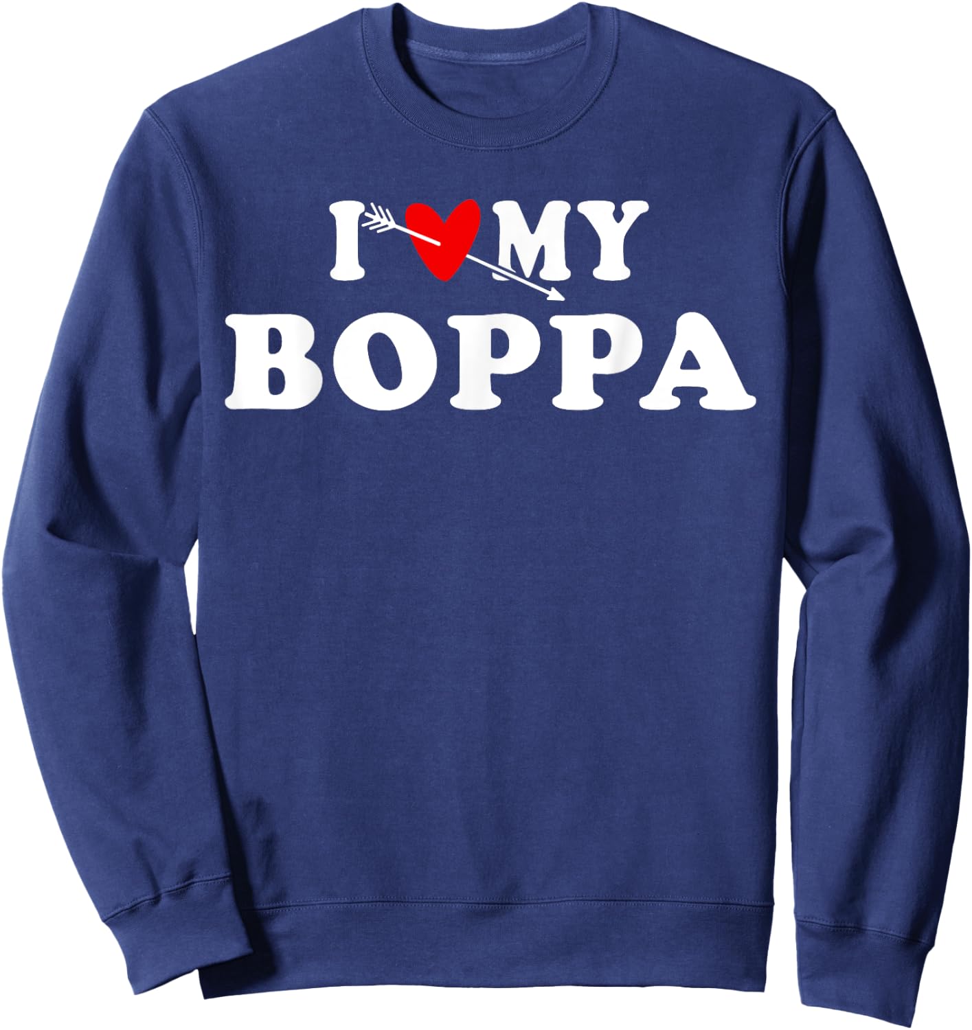 I Love My Boppa with red heart gift women kids Sweatshirt - Sweatshirt | Navy