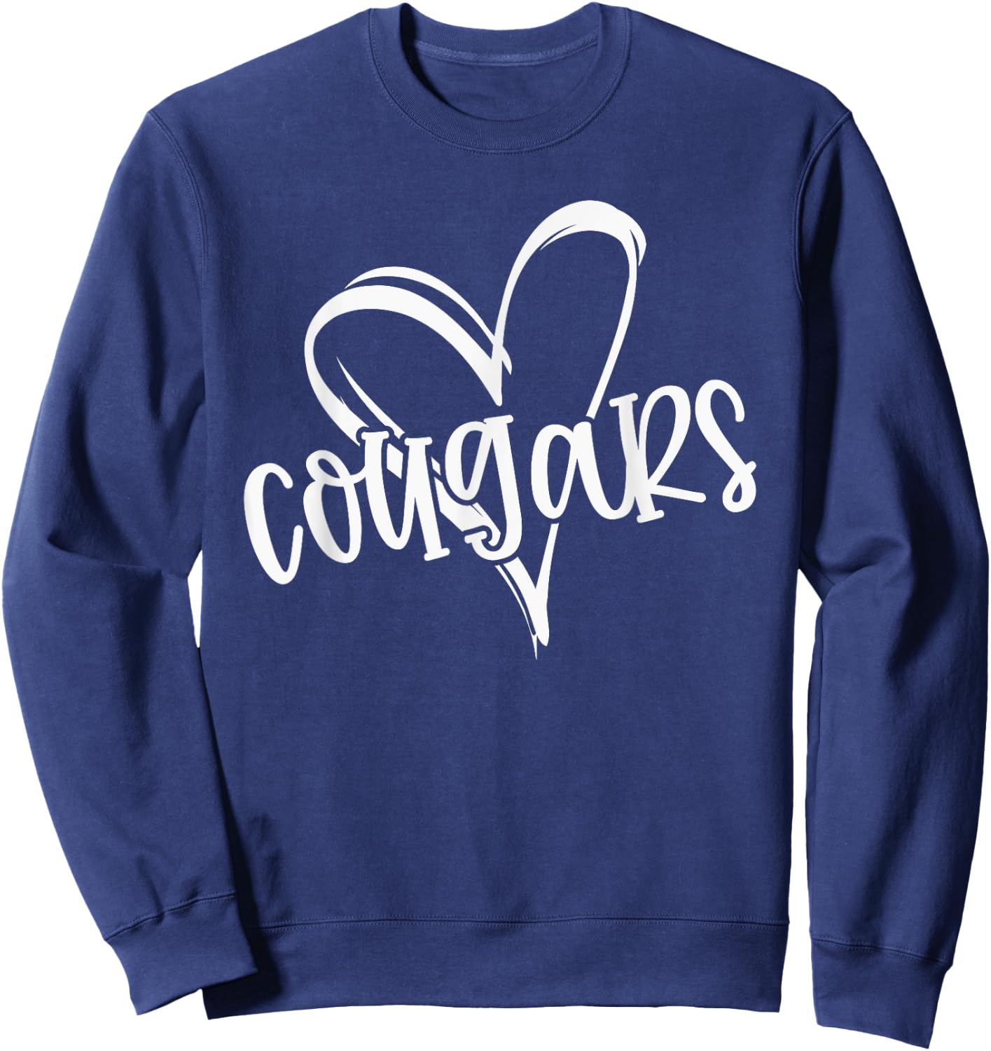Cougars School Sports Fan Team Spirit Heart Sweatshirt - Sweatshirt | Navy