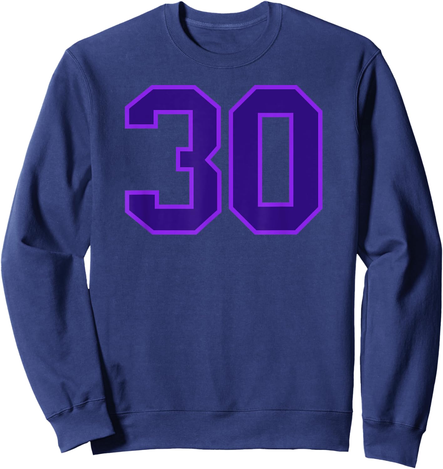 Number #30 Purple Sports Team Varsity Number Sweatshirt - Sweatshirt | Navy
