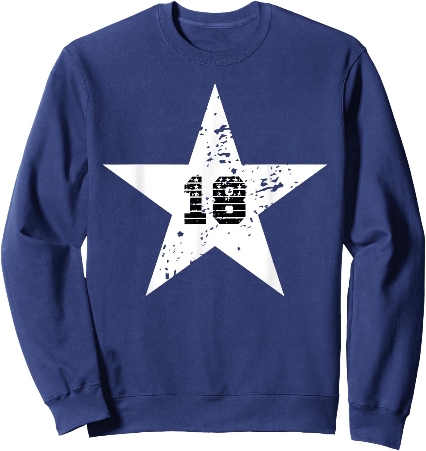 Number #18 Sport White Star Number Sweatshirt - Sweatshirt | Navy