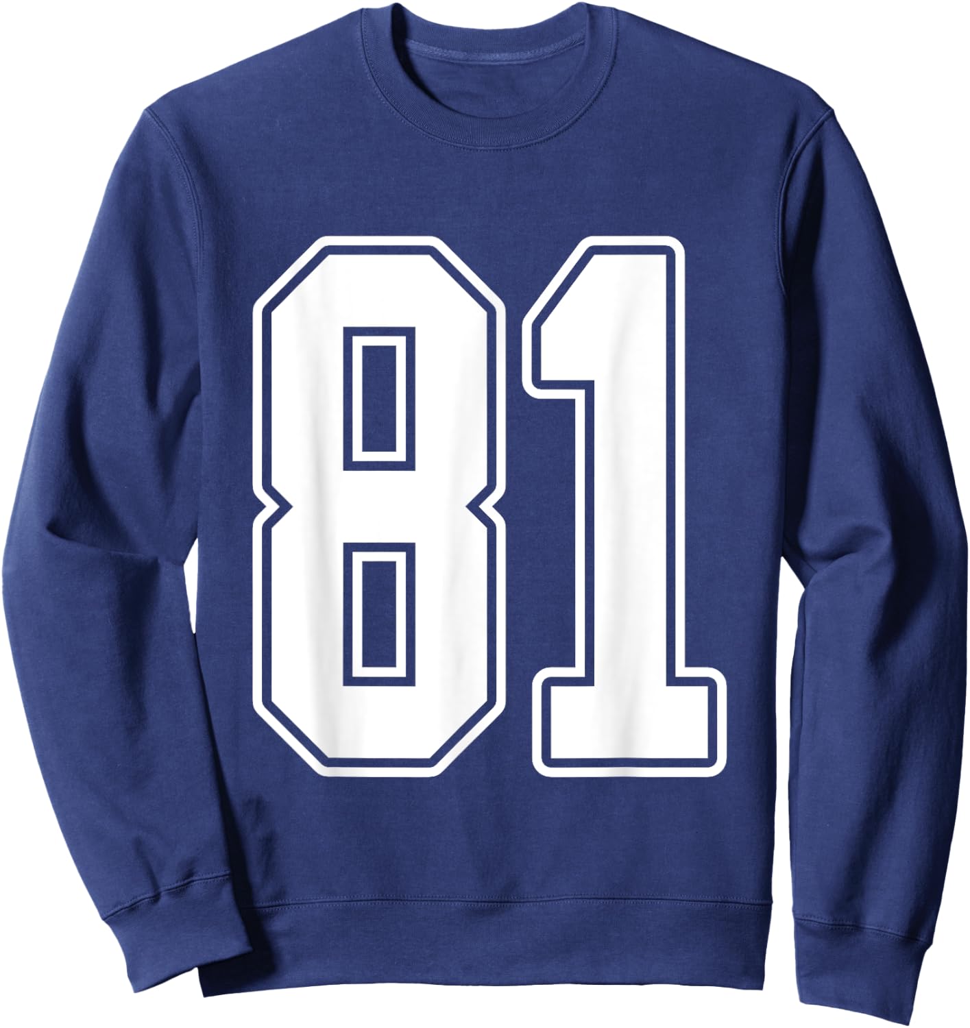 #81 White Outline Number 81 Sports Fan Jersey Style Sweatshirt - Sweatshirt | Navy