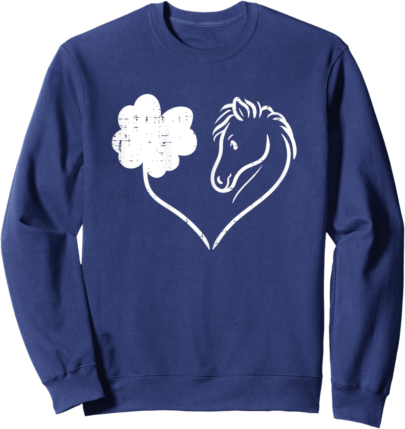 Shamrock Heart Horse Clover St Patricks Day Women Girls Gift Sweatshirt - Sweatshirt | Navy