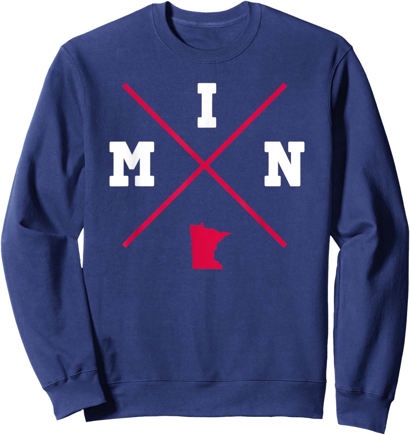 Classic MIN Minnesota Red Vintage State Outline Sweatshirt - Sweatshirt | Navy