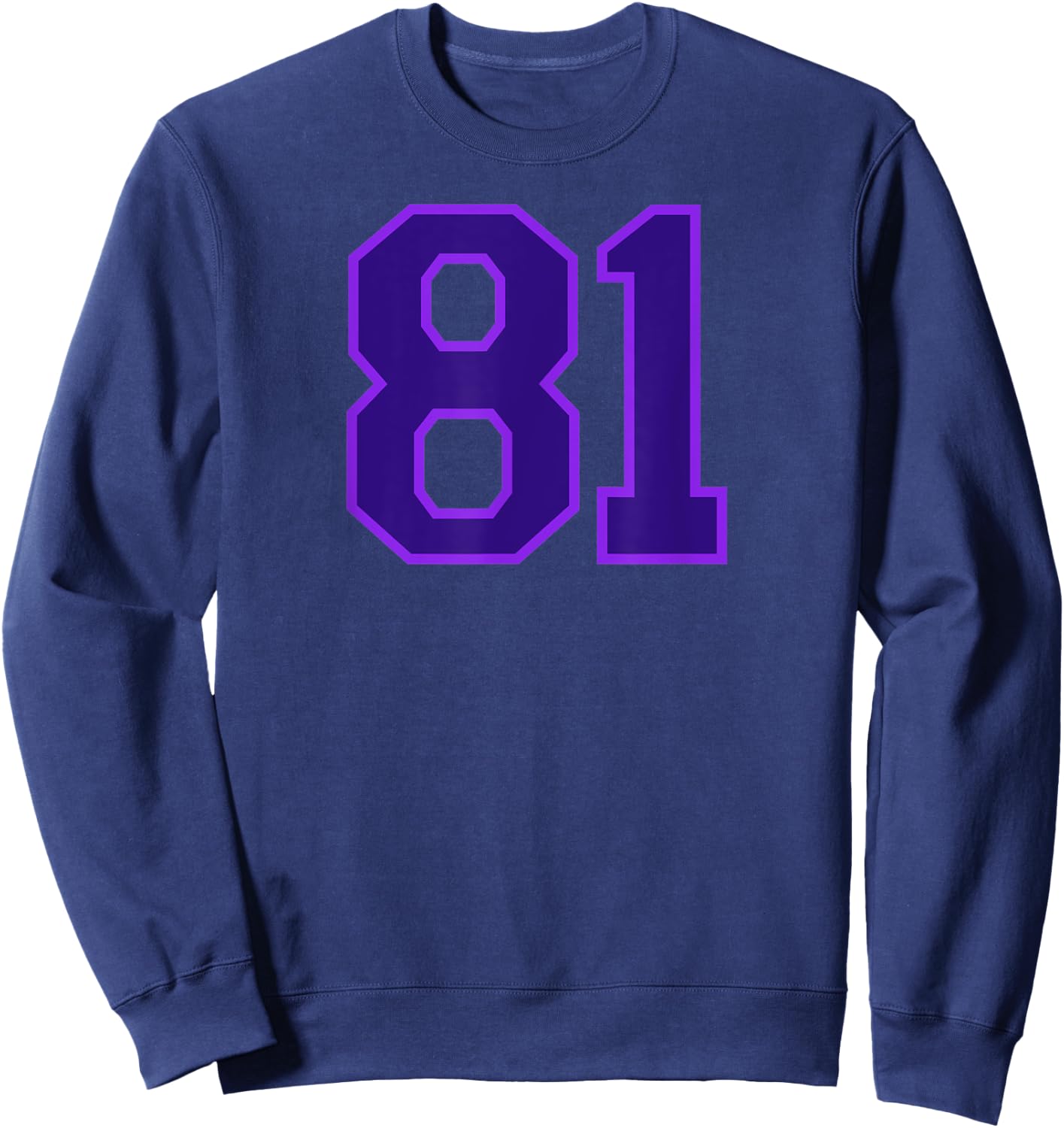 Jersey Number #81 Sports Uniform Purple Lucky Number Sweatshirt - Sweatshirt | Navy