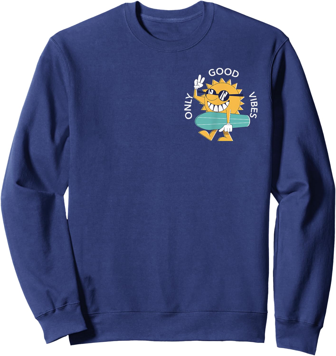 Surfing Sun Good Vibes Only Pocket Graphic Surfer Boys Girls Sweatshirt - Sweatshirt | Navy