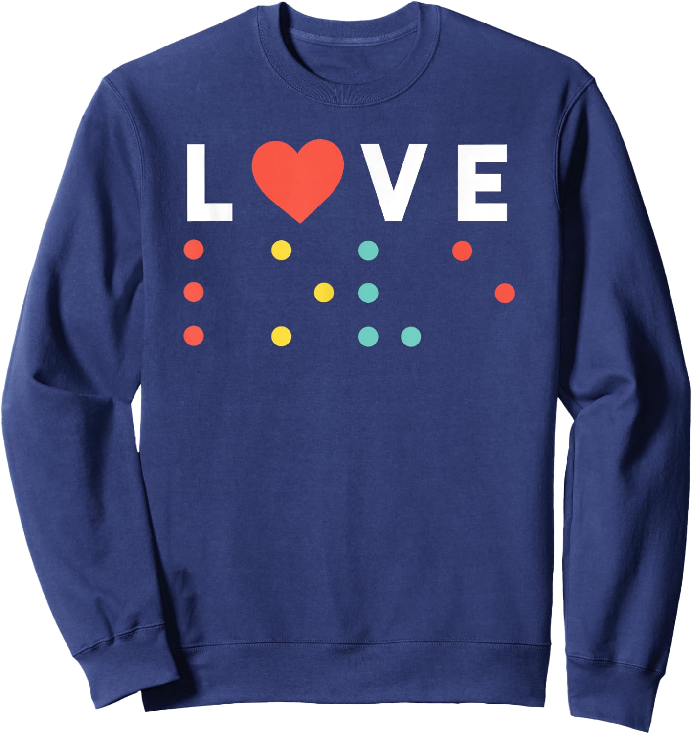 Vintage Love, Braille love gift, red heart Sweatshirt - Sweatshirt | Navy