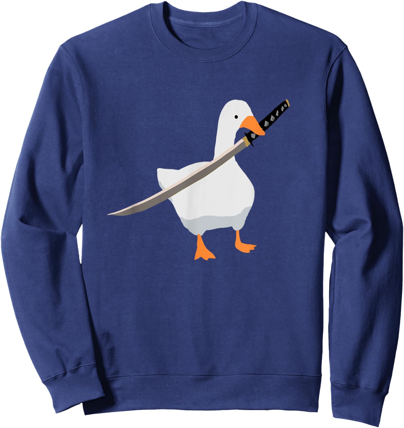 Duck with sword Duck wielding a Katana knife Goose Sweatshirt - Sweatshirt | Navy