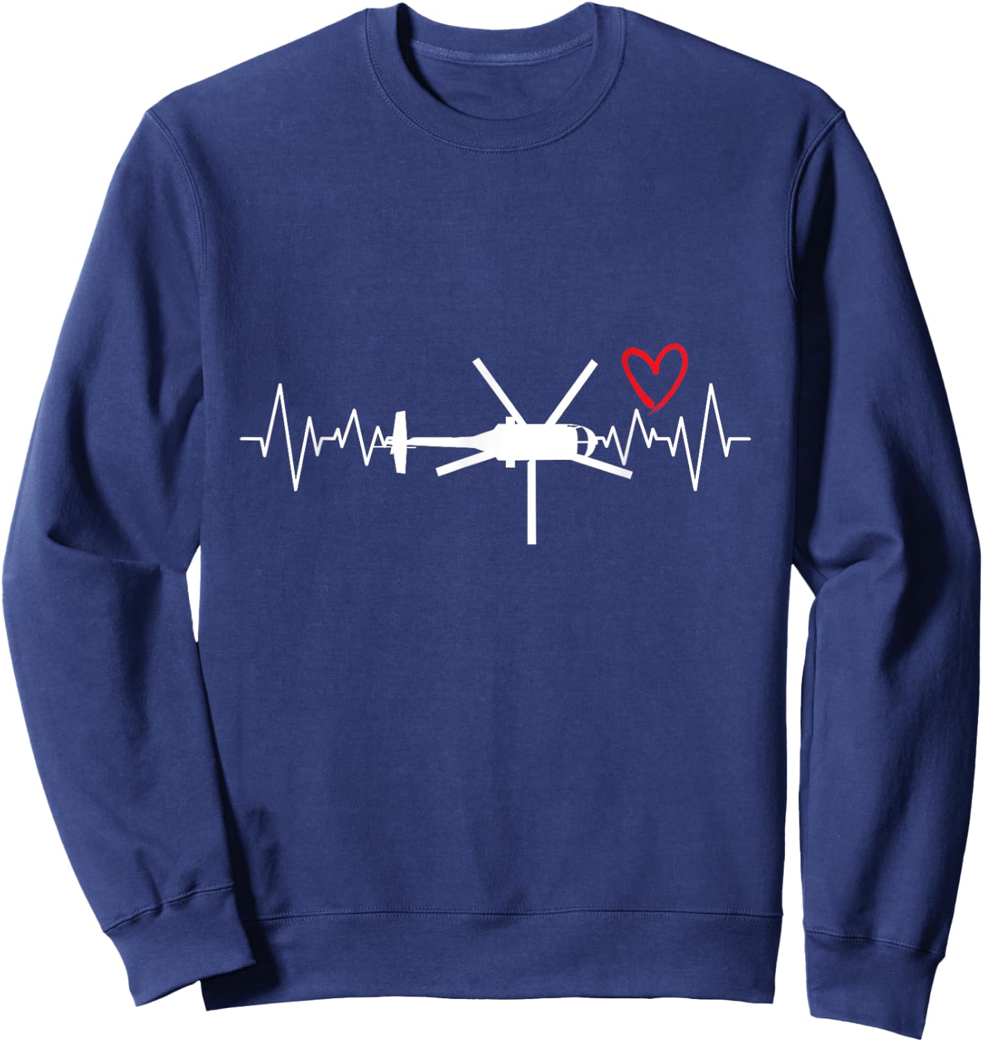 Helicopter Chopper Pilot Aircrew Heartbeat Heart Sweatshirt - Sweatshirt | Navy