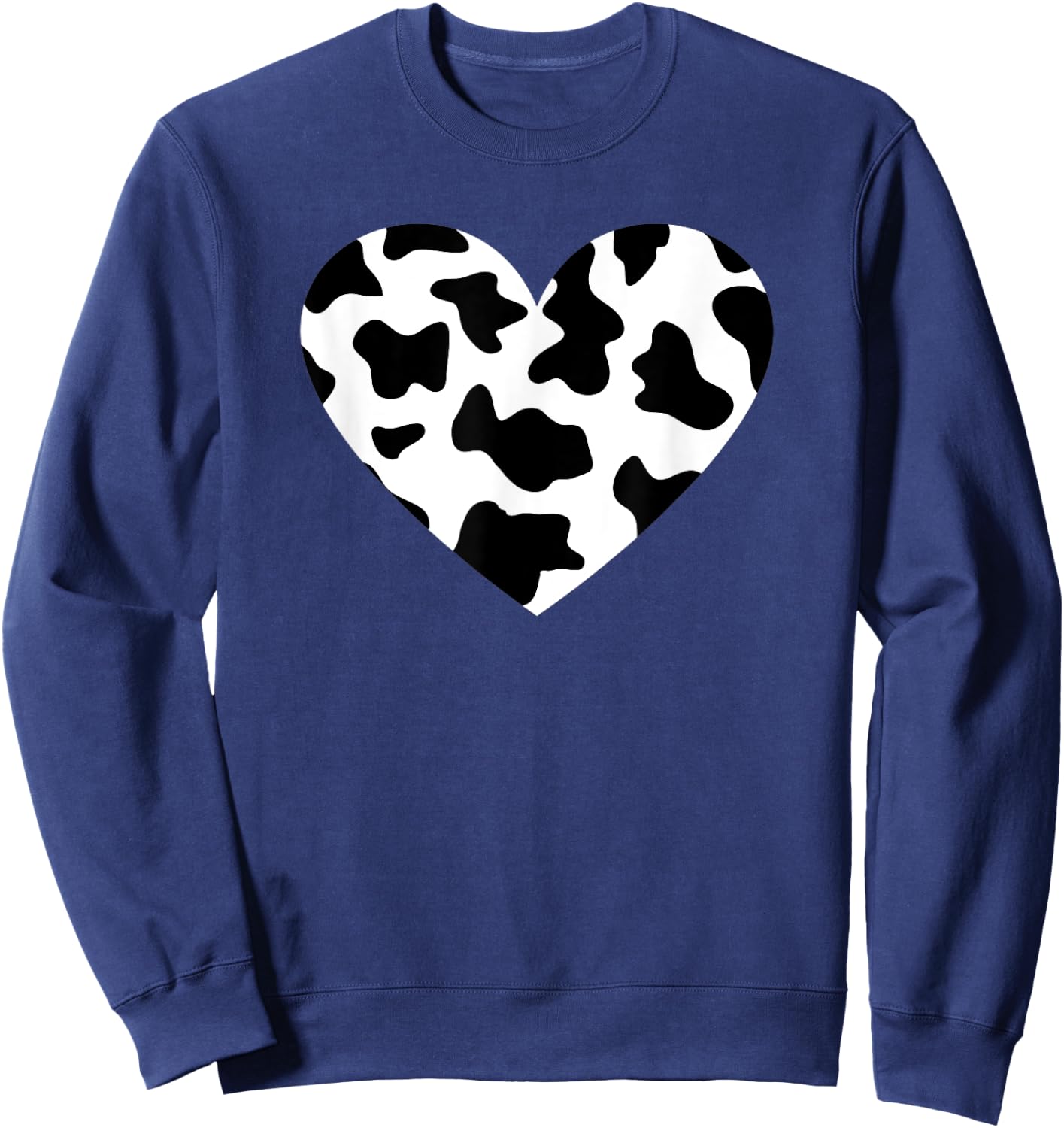 Awesome Cow Print Black & White Print Heart Sweatshirt - Sweatshirt | Navy