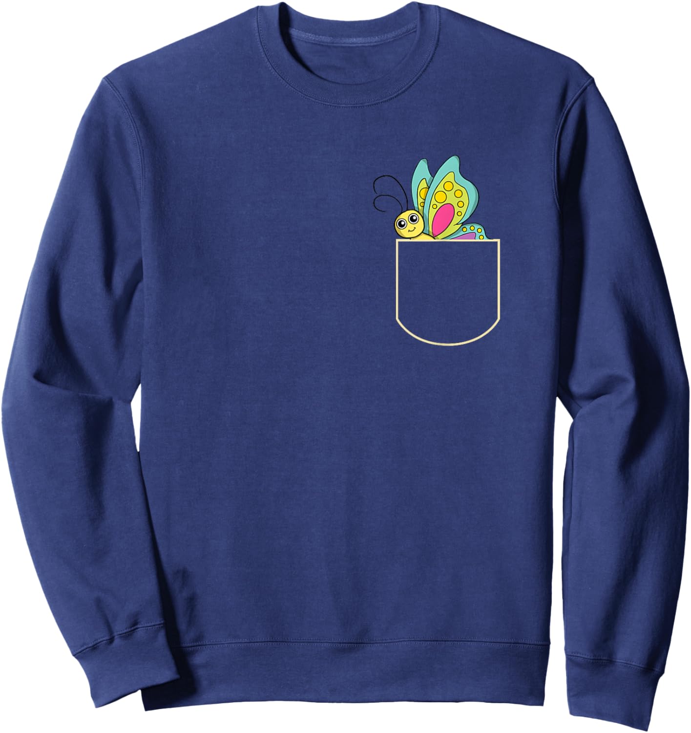 Funny Butterfly Chest Bag Gift Pocket Sweatshirt - Sweatshirt | Navy