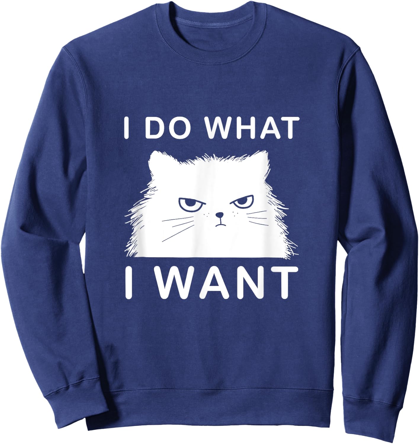 Retro 80s 90s Cat Lovers Funny I Do What I Want Cat Women Sweatshirt - Sweatshirt | Navy