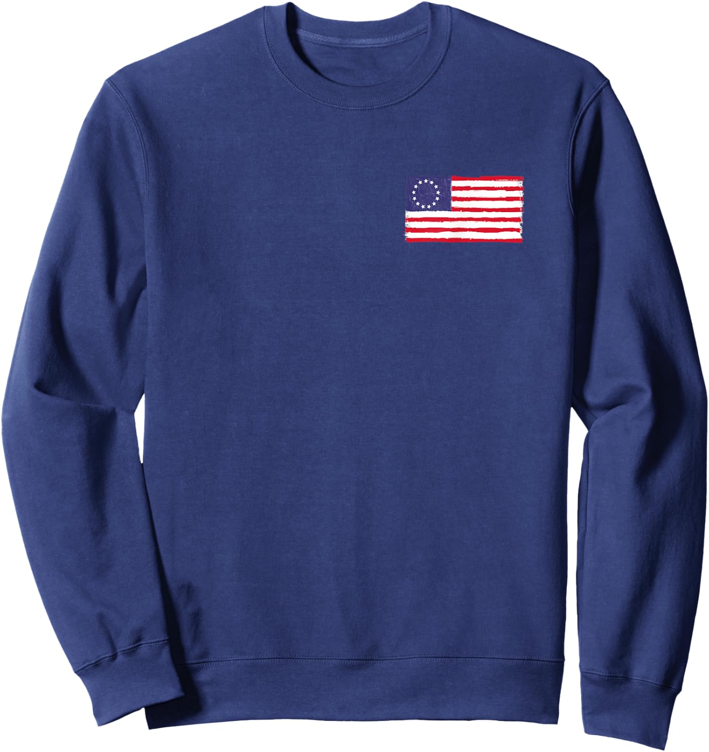 Distressed Betsy Ross American Flag No Pocket Heart 1776 Men Sweatshirt - Sweatshirt | Navy