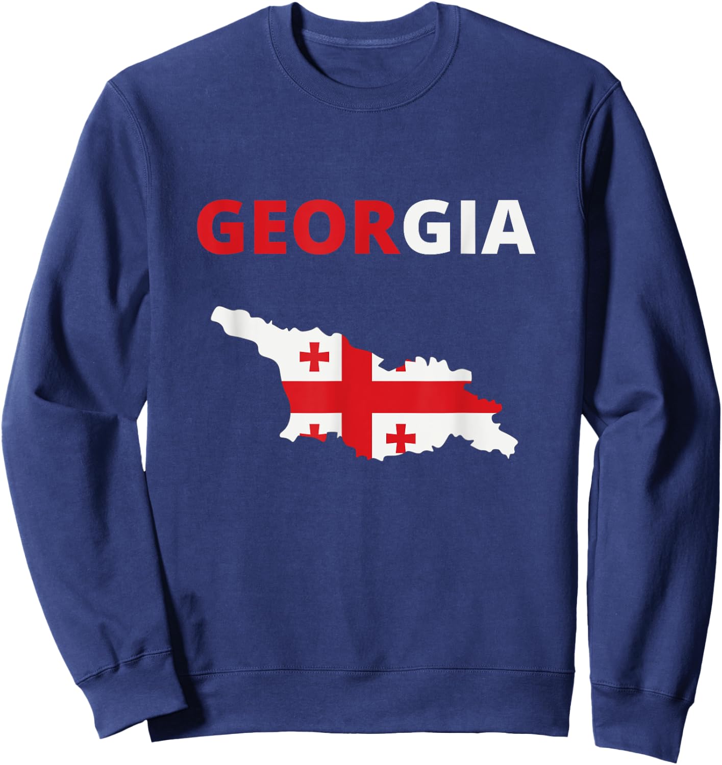 Georgia European Country Flag and Map Sweatshirt - Sweatshirt | Navy