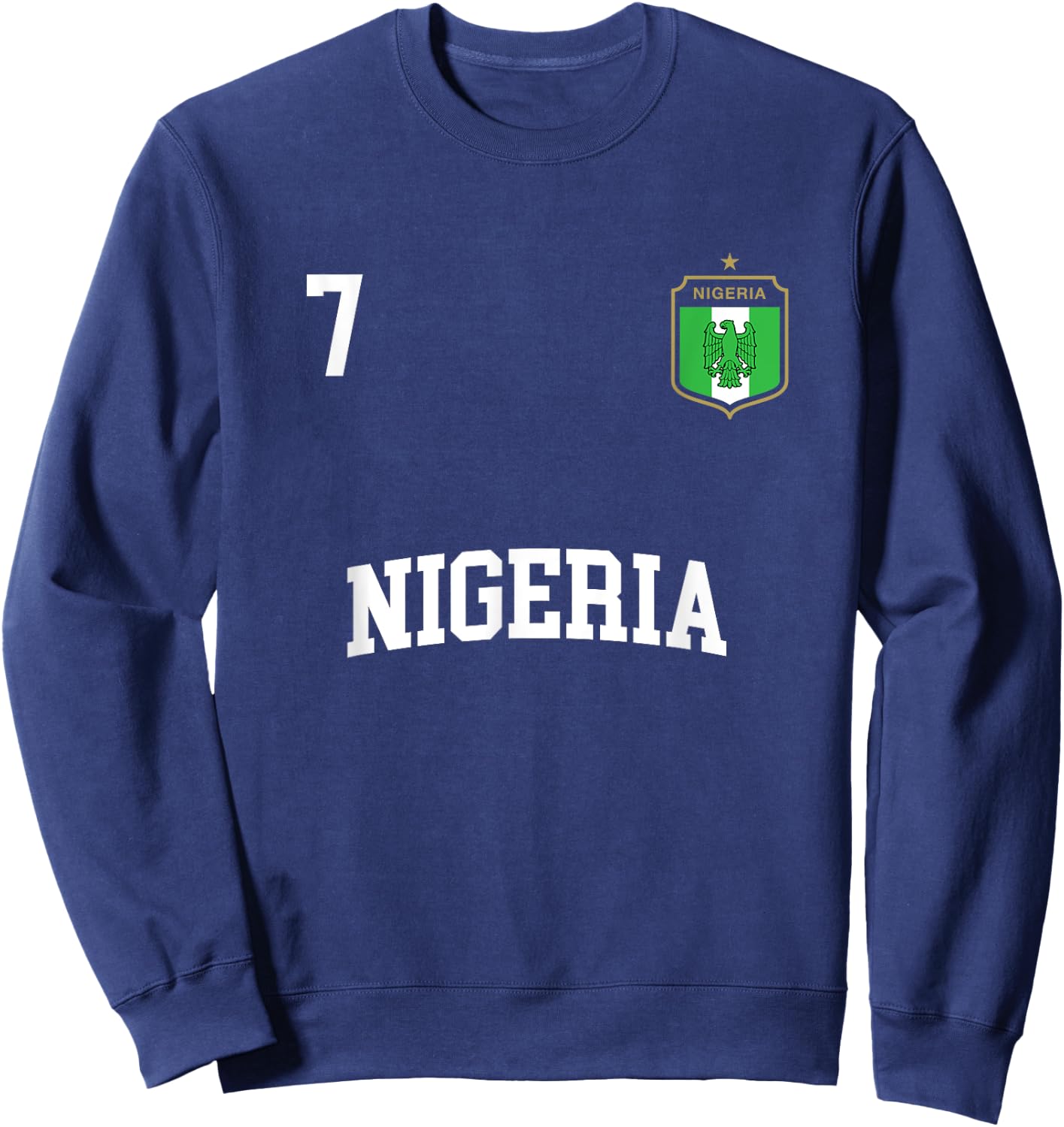 Nigeria Football Shirt 7 BACK Nigerian Flag Soccer Sweatshirt - Sweatshirt | Navy