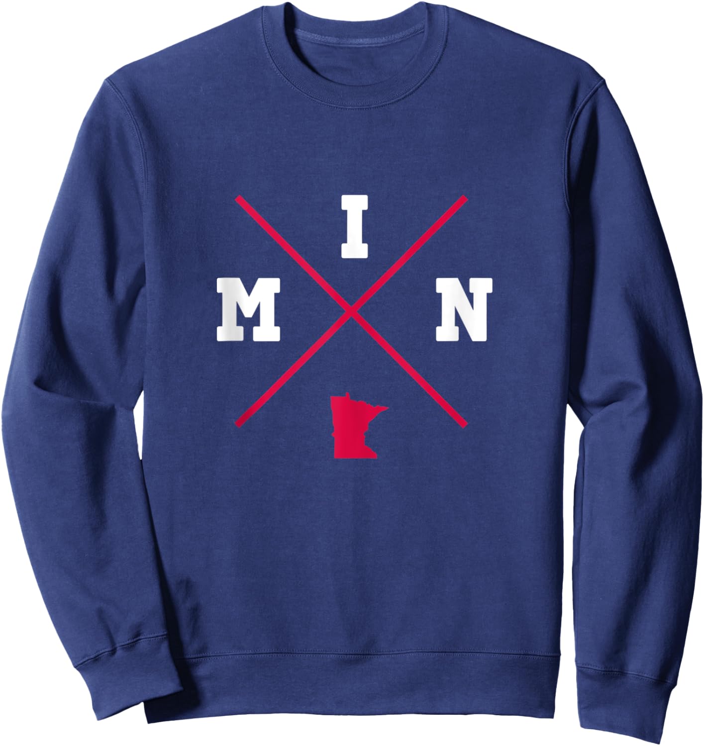 Classic MIN Minnesota Red Vintage State Outline Sweatshirt - Sweatshirt | Navy