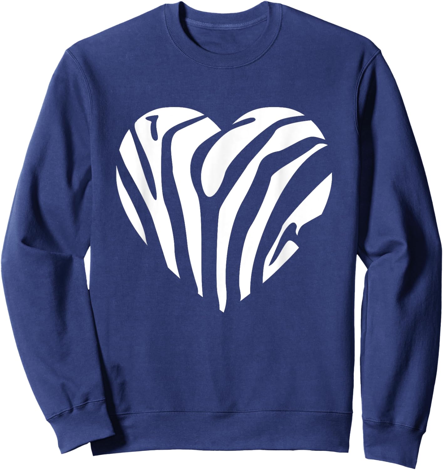 Zebra Heart Animal Lover Stripe Africa Gift Men Women Kids Sweatshirt - Sweatshirt | Navy