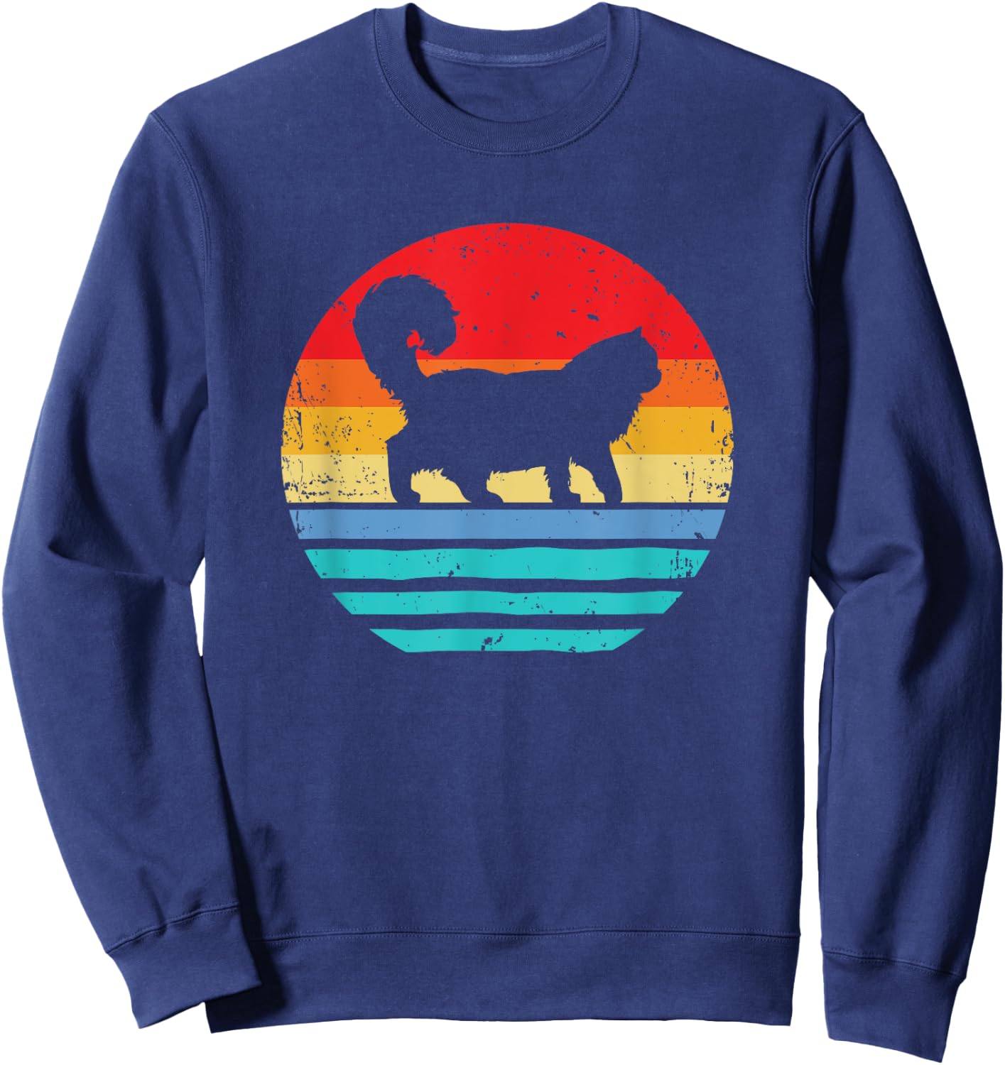 Ragdoll Cat Shirt Women Kids Men Sunset Retro Cat Sweatshirt - Sweatshirt | Navy