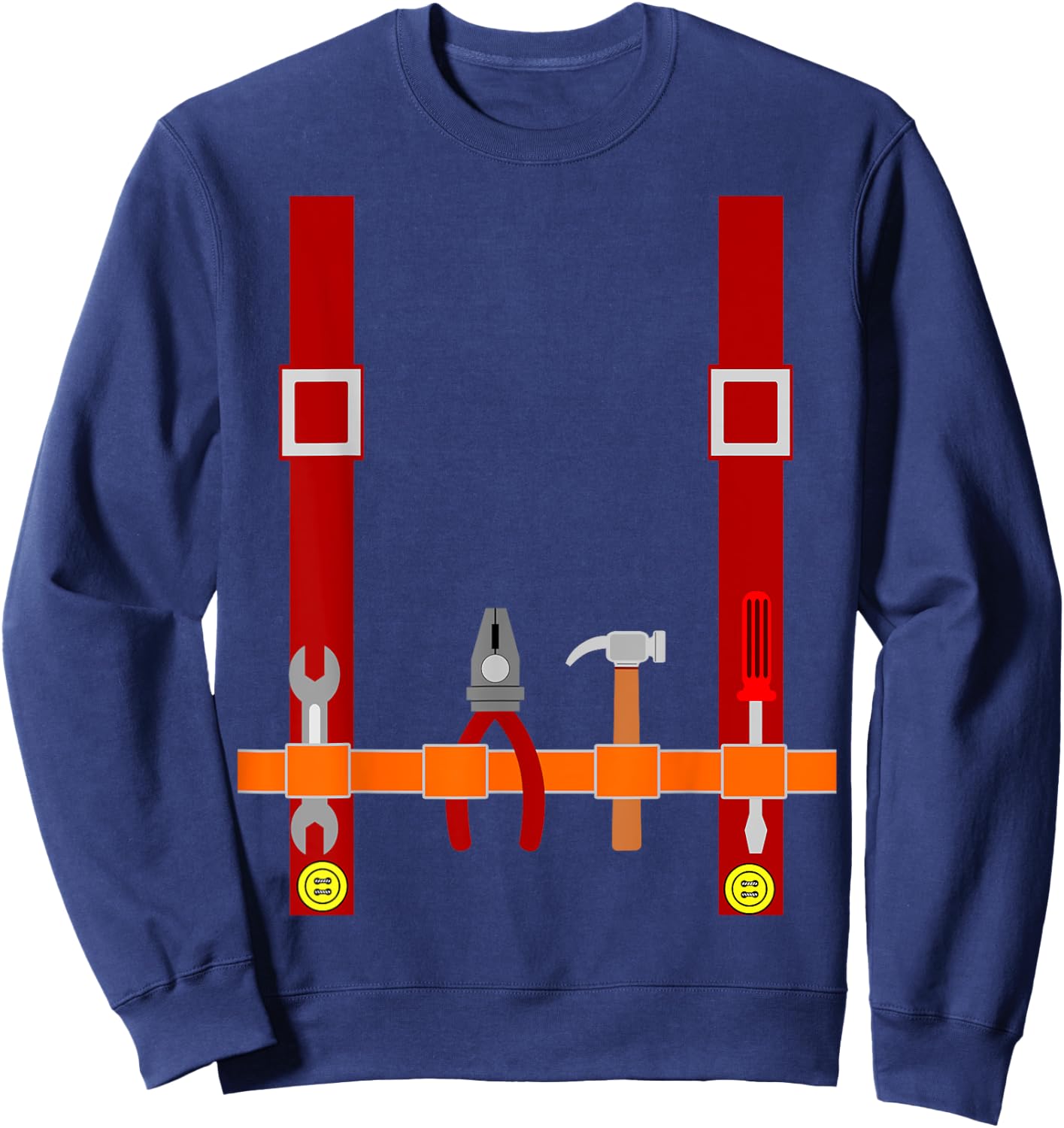 Men's Plumber Costume Halloween Fancy Dress Up Sweatshirt - Sweatshirt | Navy