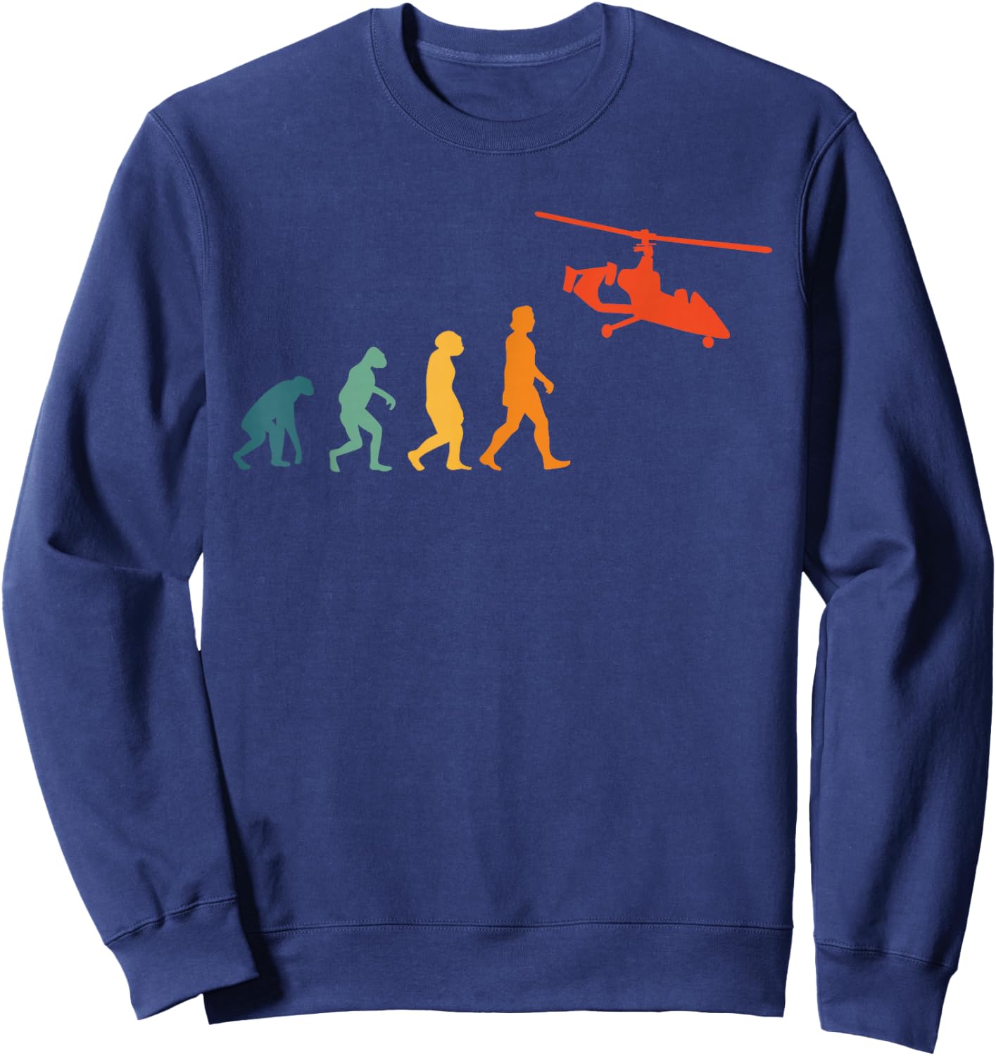 Gyrocopter Evolution Retro Autogyro Vintage Gyroplane Sweatshirt - Sweatshirt | Navy