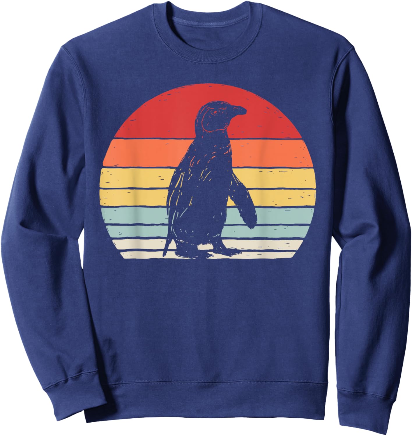 Catch Some Rays Vintage Retro African Penguin Cape Penguin -Adults Black Short Sleeve Sweatshirt - Sweatshirt | Navy