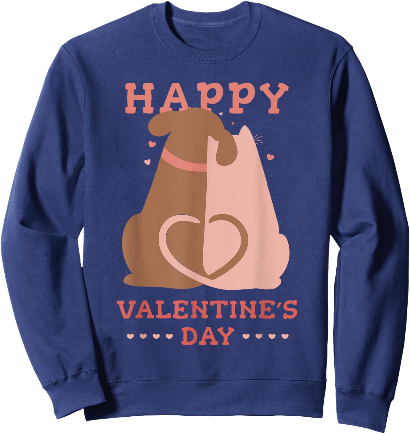 Cute Cat and Dog Love Valentine's Day Girls Women Sweatshirt - Sweatshirt | Navy