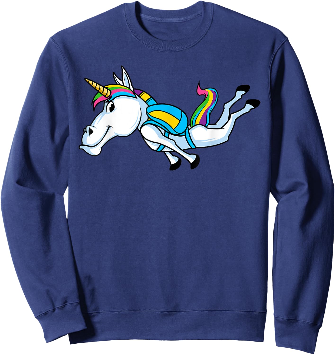Funny Unicorn Sports Skydiving Magical Parachuting Skydiver Sweatshirt - Sweatshirt | Navy