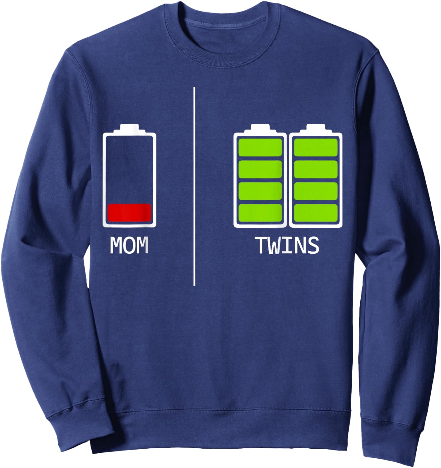 Funny Tired Mom Low Cool Mom Of Twins Gift Mother Sweatshirt - Sweatshirt | Navy