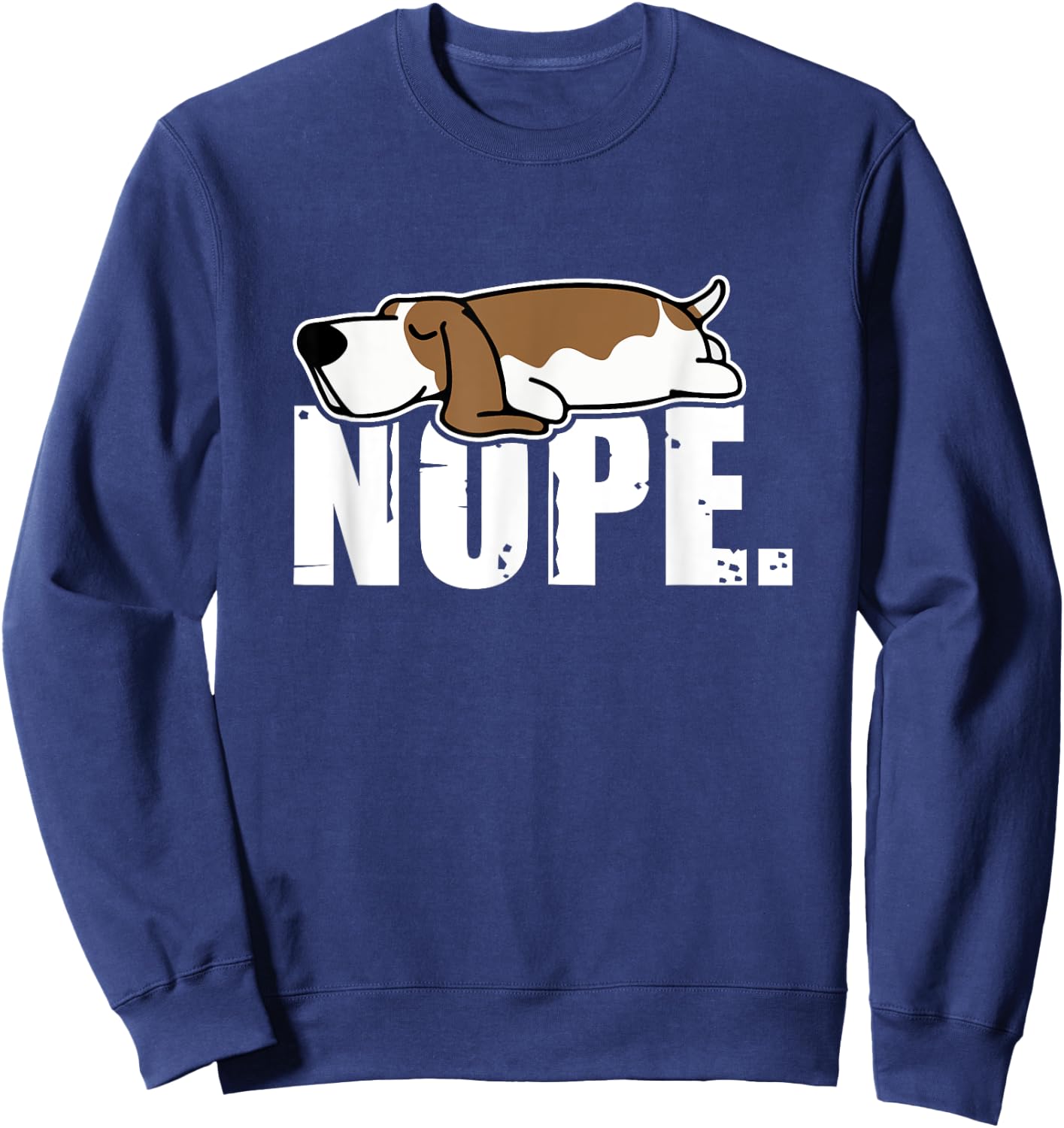 Nope Lazy Basset Hound Dog Sleeping Funny Dog Lovers Men Women Kids Sweatshirt - Sweatshirt | Navy