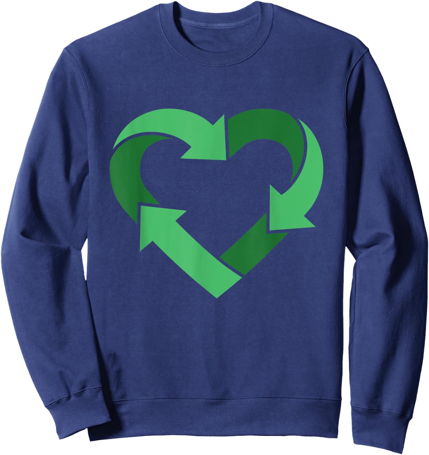 Vintage Recycle Logo Heart Shaped Earth Day Nature Planet Sweatshirt - Sweatshirt | Navy
