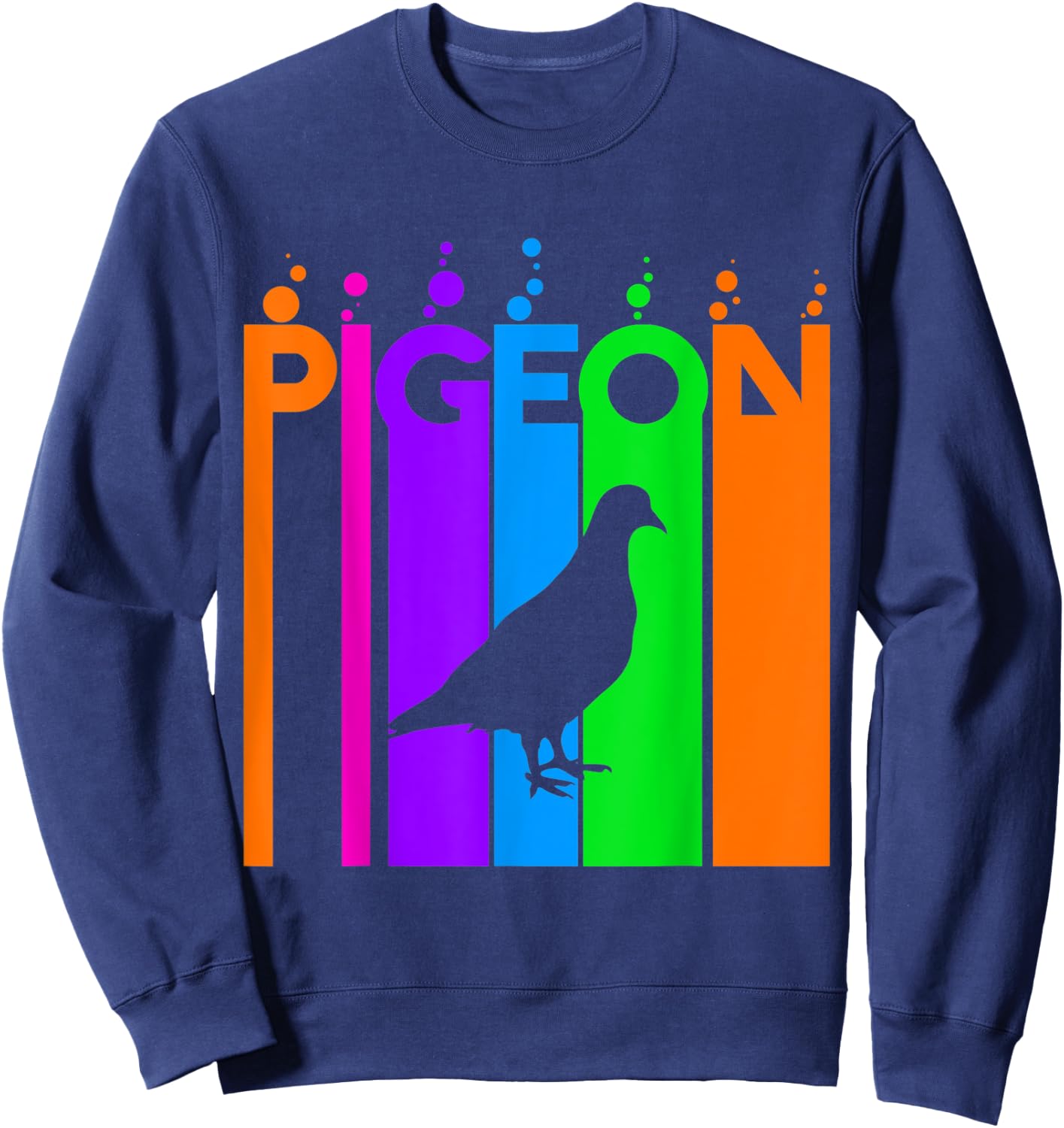 Pigeon Animal Rainbow Bubble with Silhouette Sweatshirt - Sweatshirt | Navy