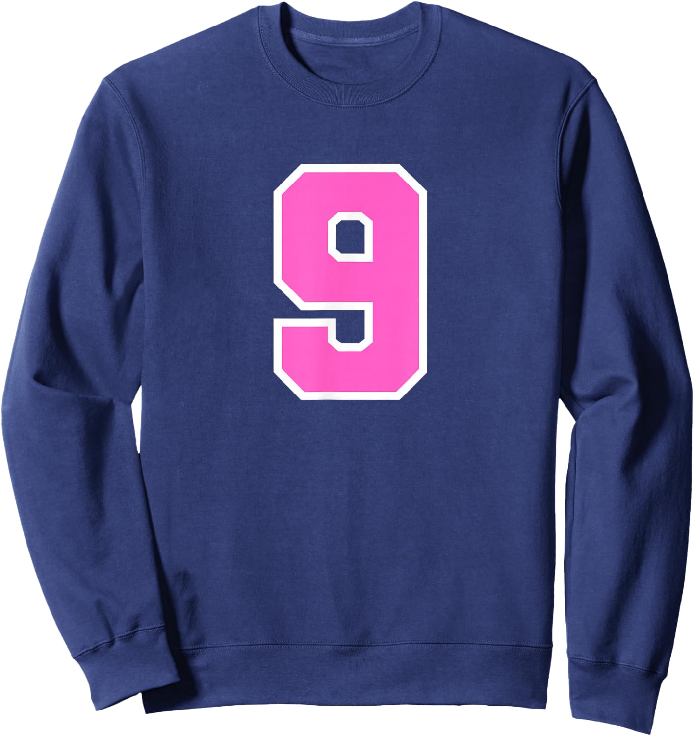 Pink Sports Team Number #9 Sweatshirt - Sweatshirt | Navy