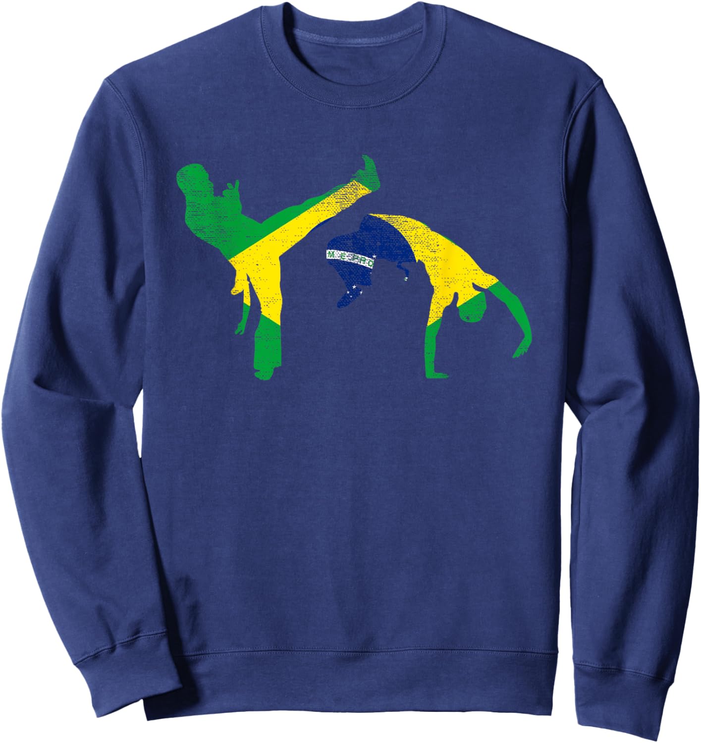Brazil Flag Capoeira Dancer MMA Afro Brazilian Kick Fighter Sweatshirt - Sweatshirt | Navy