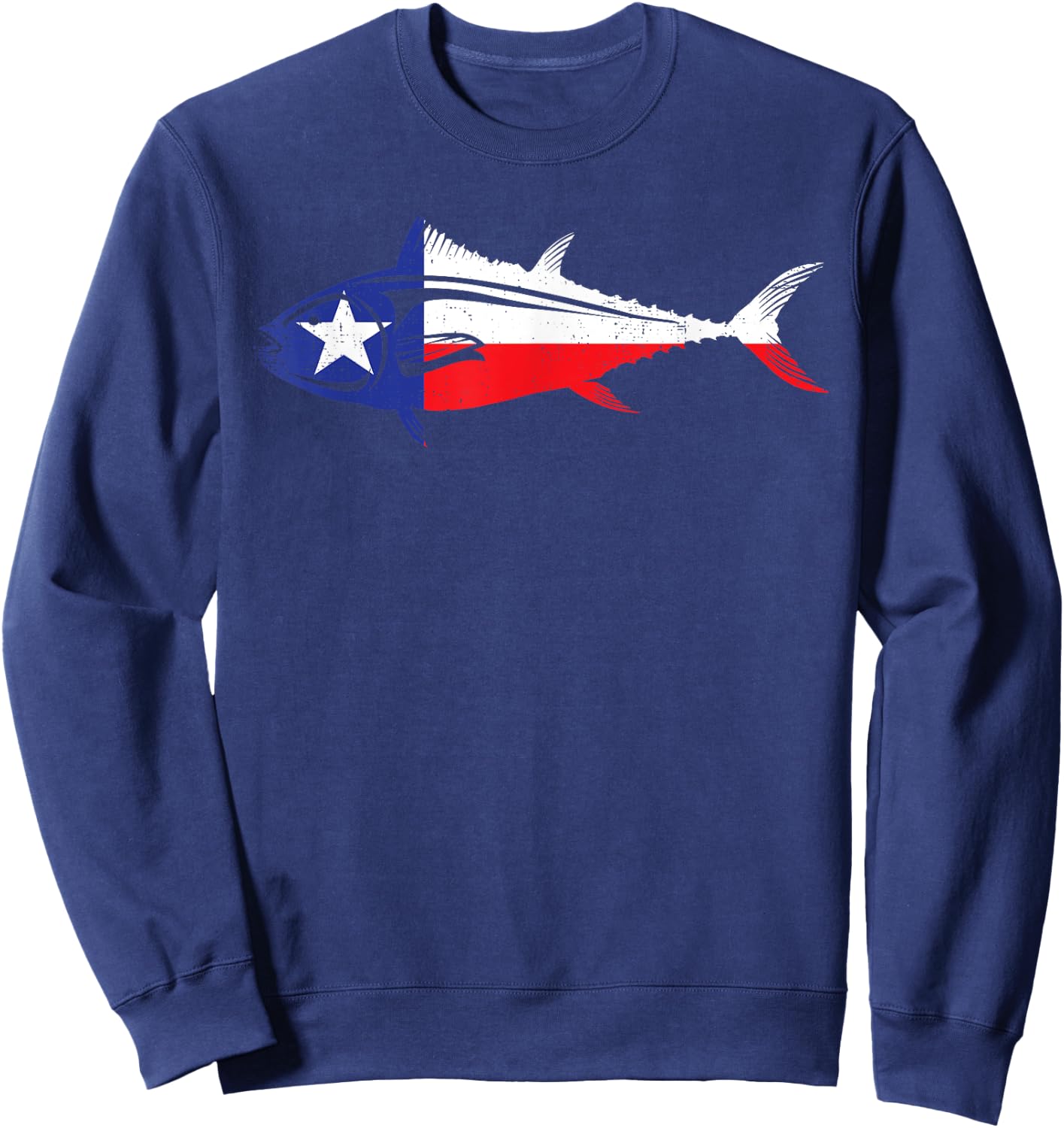 Texas Tuna Fishing Texan Tuna Fisherman Tuna Fish Texas Flag Sweatshirt - Sweatshirt | Navy