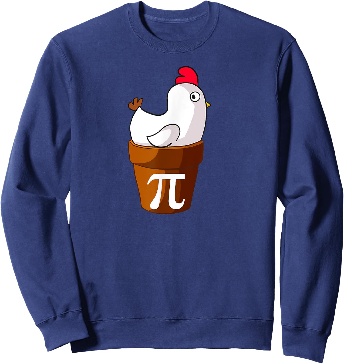 Miftees Pi Day Chicken Pot Pi Funny Cartoon Chicken Pot Pi Sweatshirt - Sweatshirt | Navy