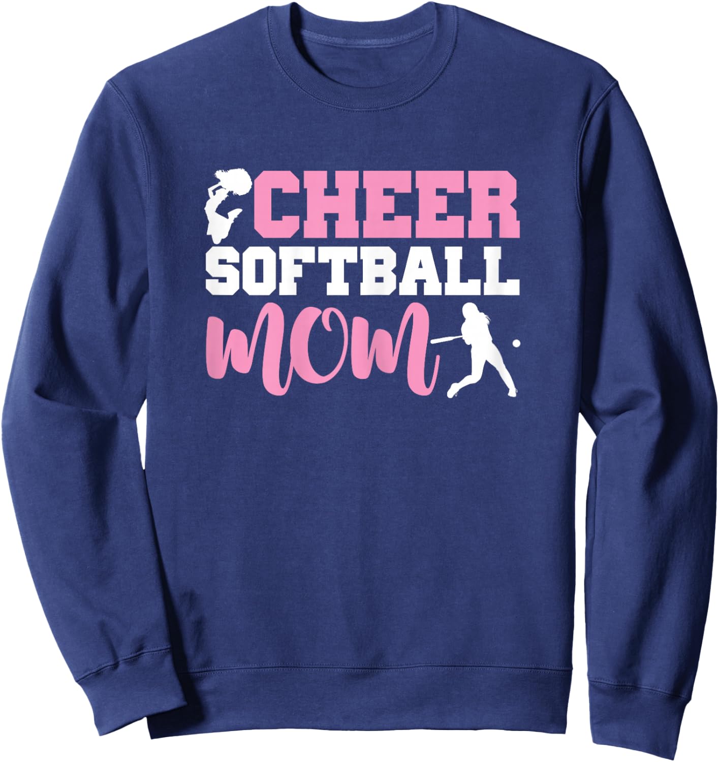 Funny Softball Cheerleading Lover Graphic Softball Cheer Mom Sweatshirt - Sweatshirt | Navy