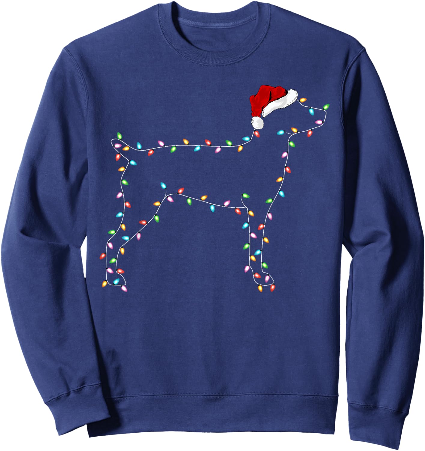 Rat Terrier Xmas Lighting Santa Hat Rat Terrier Christmas Sweatshirt - Sweatshirt | Navy