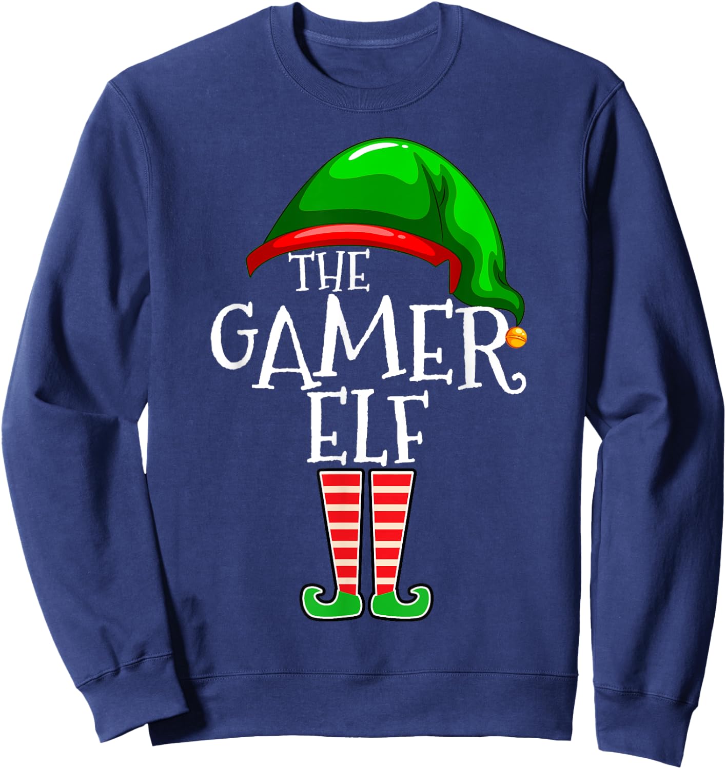Gamer Elf Family Matching Group Christmas Video Game Sweatshirt - Sweatshirt | Navy