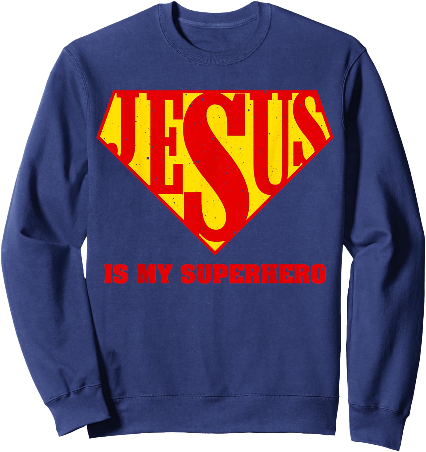 Cute Jesus Design For Boys Men Women Jesus Superhero Faith Sweatshirt - Sweatshirt | Navy