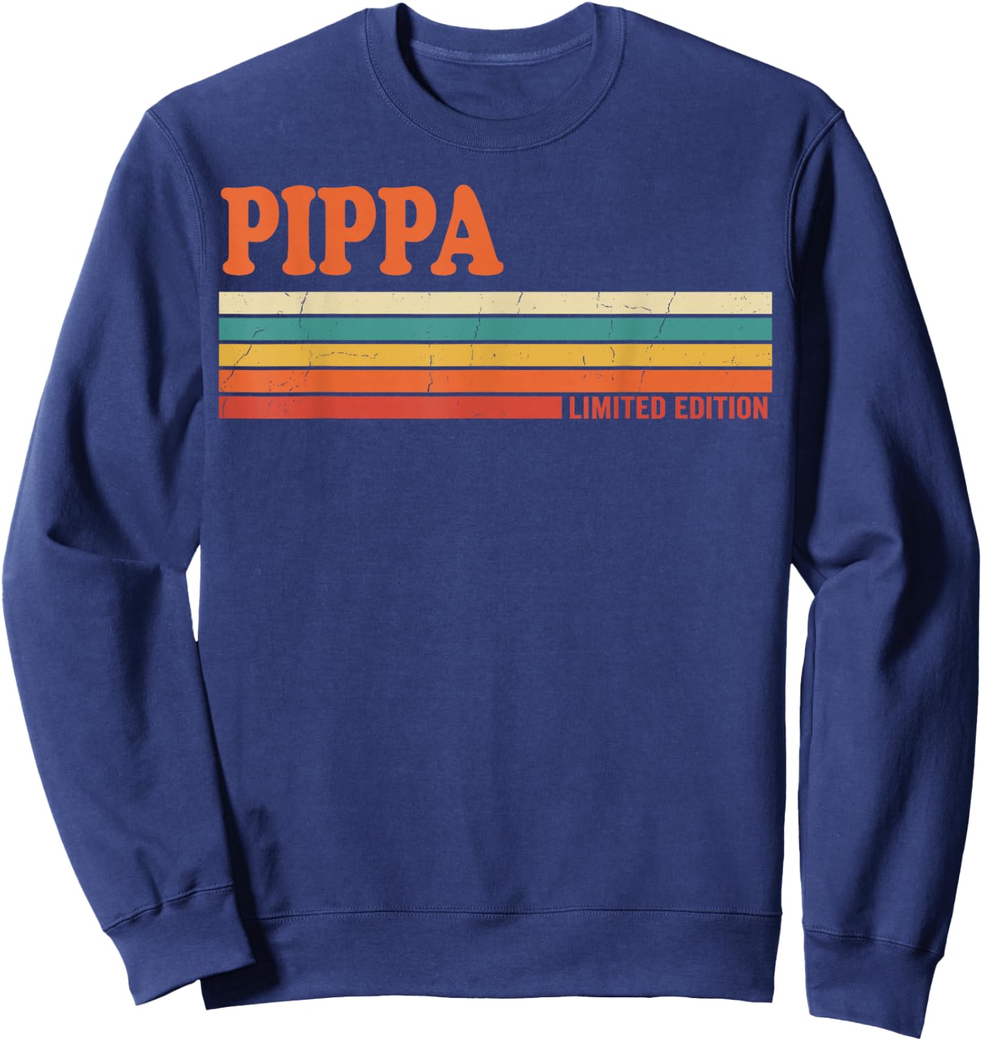 Pippa Retro Personalized First Name Vintage Stripes Sweatshirt - Sweatshirt | Navy