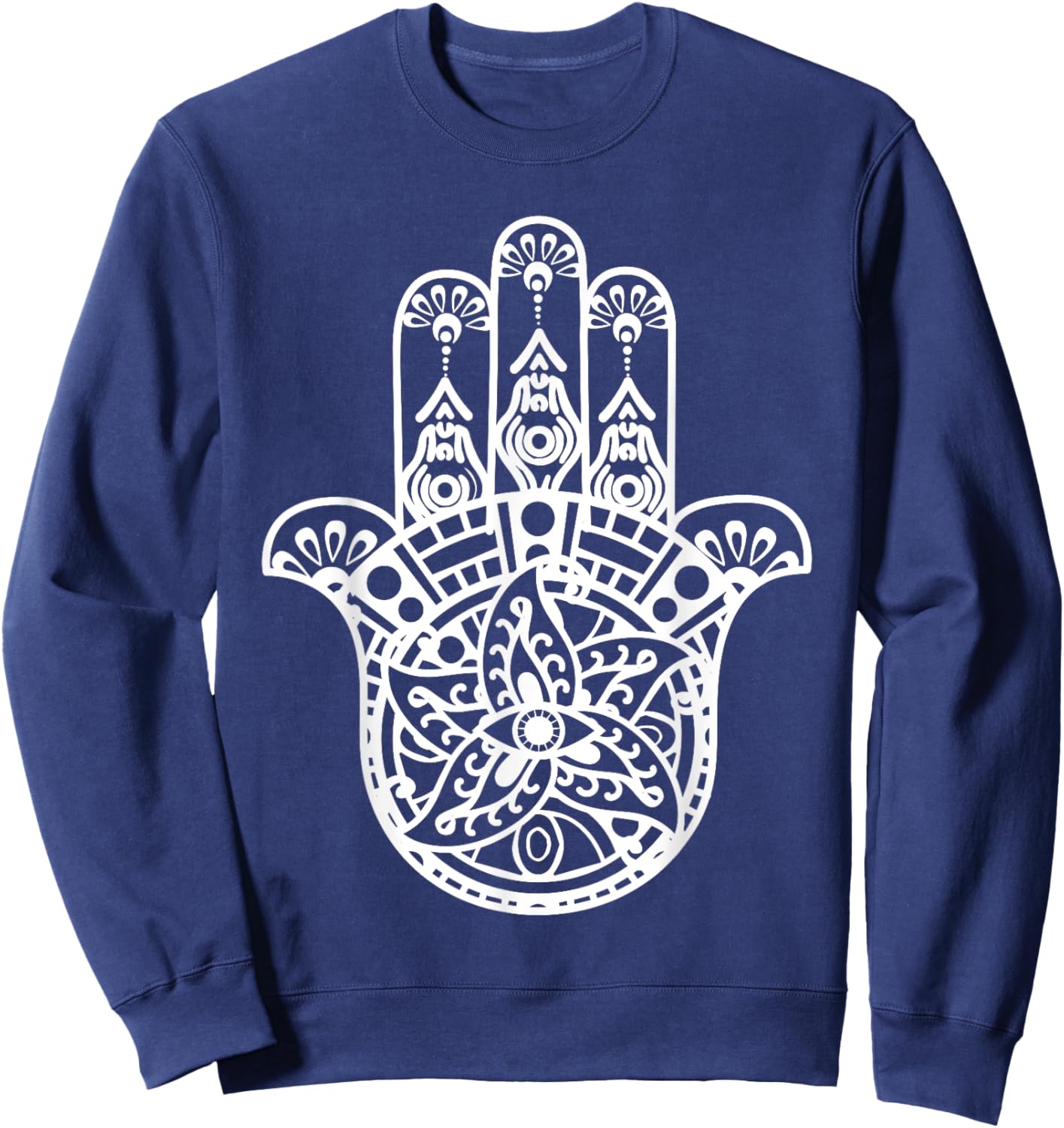 Spiritual Hamsa Hand Fatima Palm Good Luck Eye Khamsa Gifts Sweatshirt - Sweatshirt | Navy