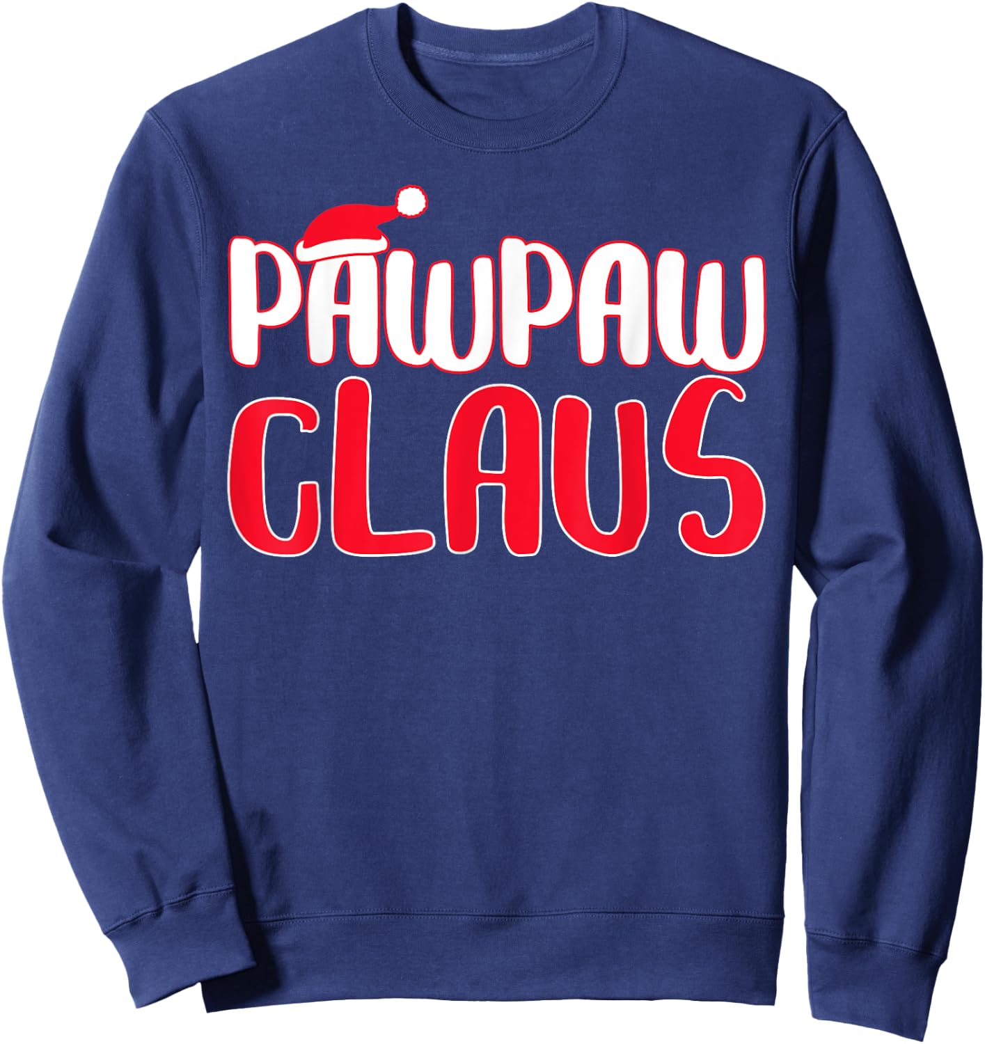 Pawpaw Claus - Men's Black Santa Christmas Shirt - Small - Short Sleeve - Cotton 65%, Polyester 35% Sweatshirt - Sweatshirt | Navy