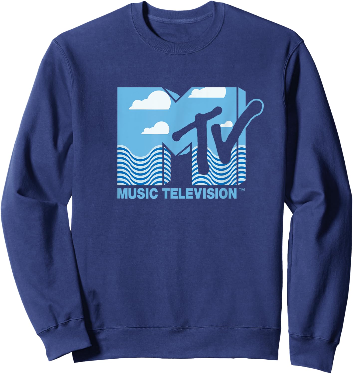 Mademark x MTV - The official MTV Logo with water, clouds and a blue sky Sweatshirt - Sweatshirt | Navy