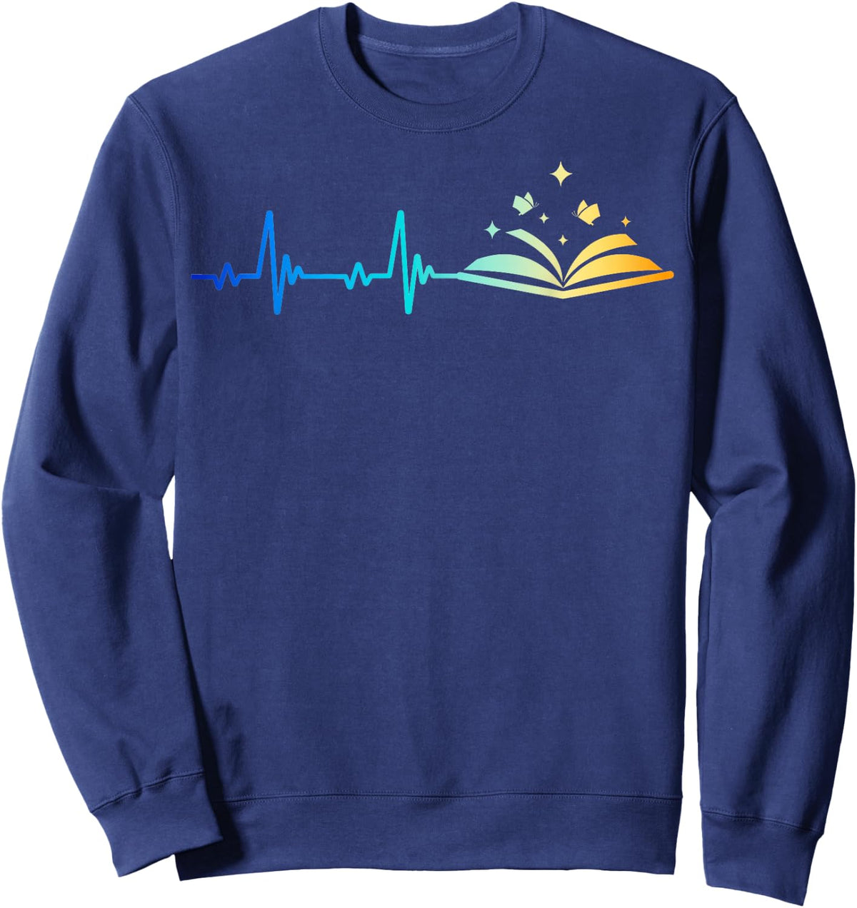 Heartbeat Read Book Reading Books Bookworm School Teacher Women Girls Kids Sweatshirt - Sweatshirt | Navy