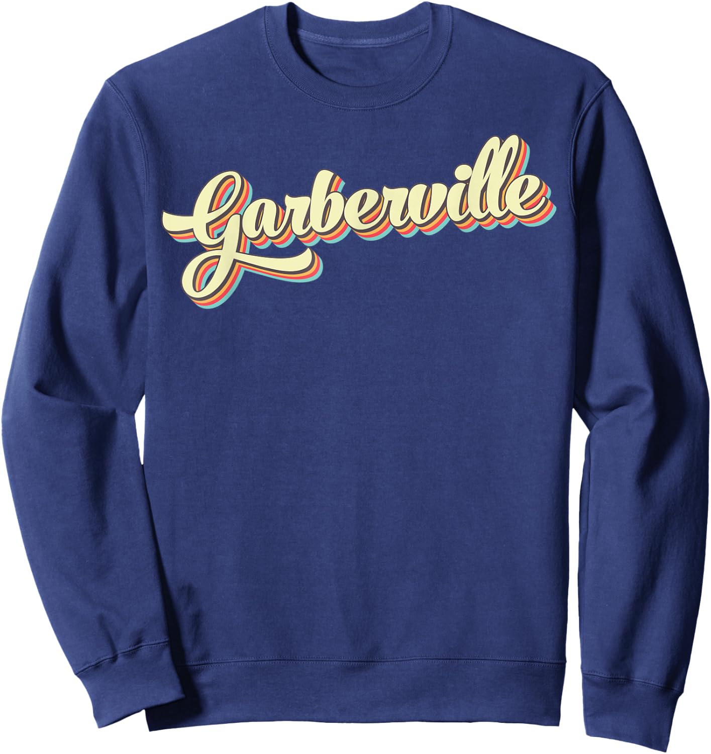 Garberville Retro Art Baseball Font Vintage Sweatshirt - Sweatshirt | Navy