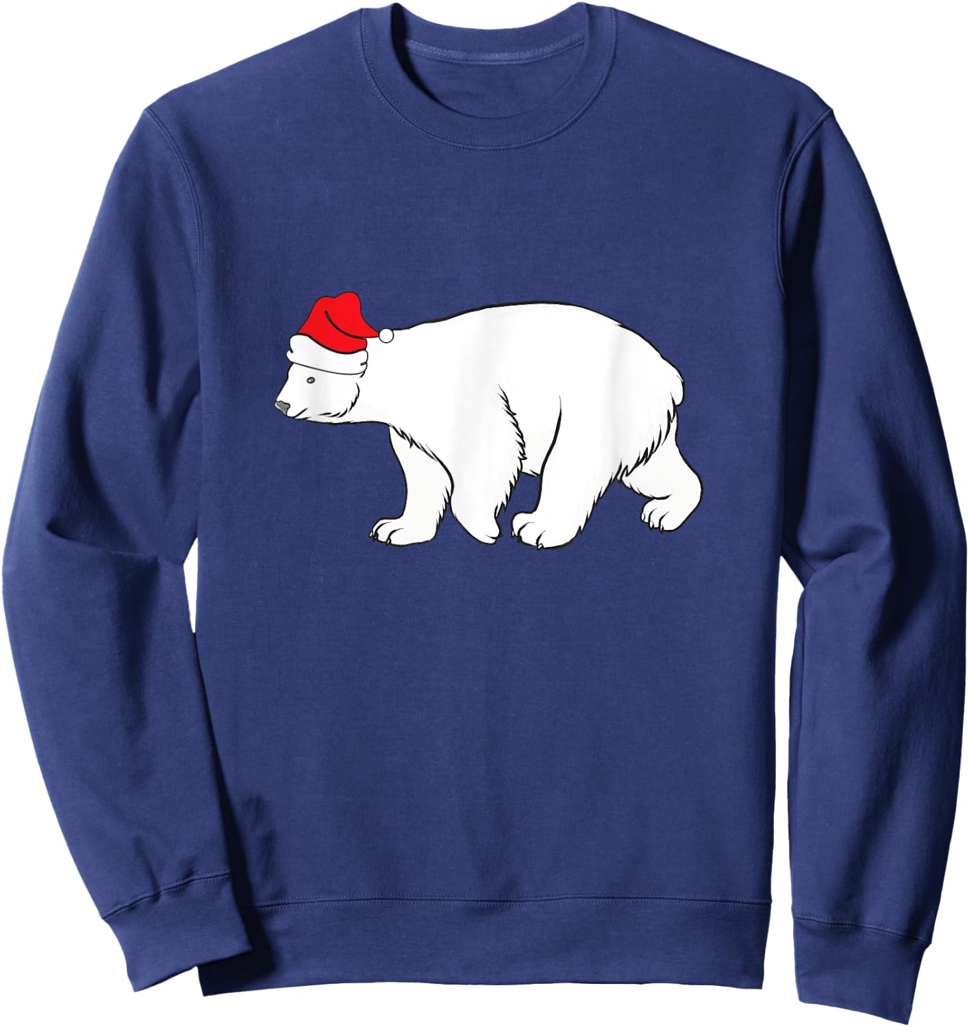 Polar Bear With Santa Hat Xmas Winter Christmas Pajama Sweatshirt - Sweatshirt | Navy