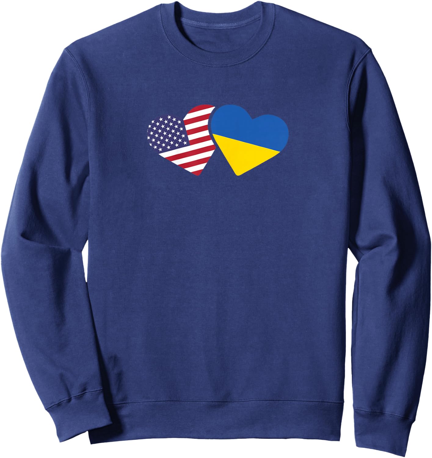 Ukraine USA Flag T Shirt Heart Ukrainian Americans Sweatshirt - Sweatshirt | Navy