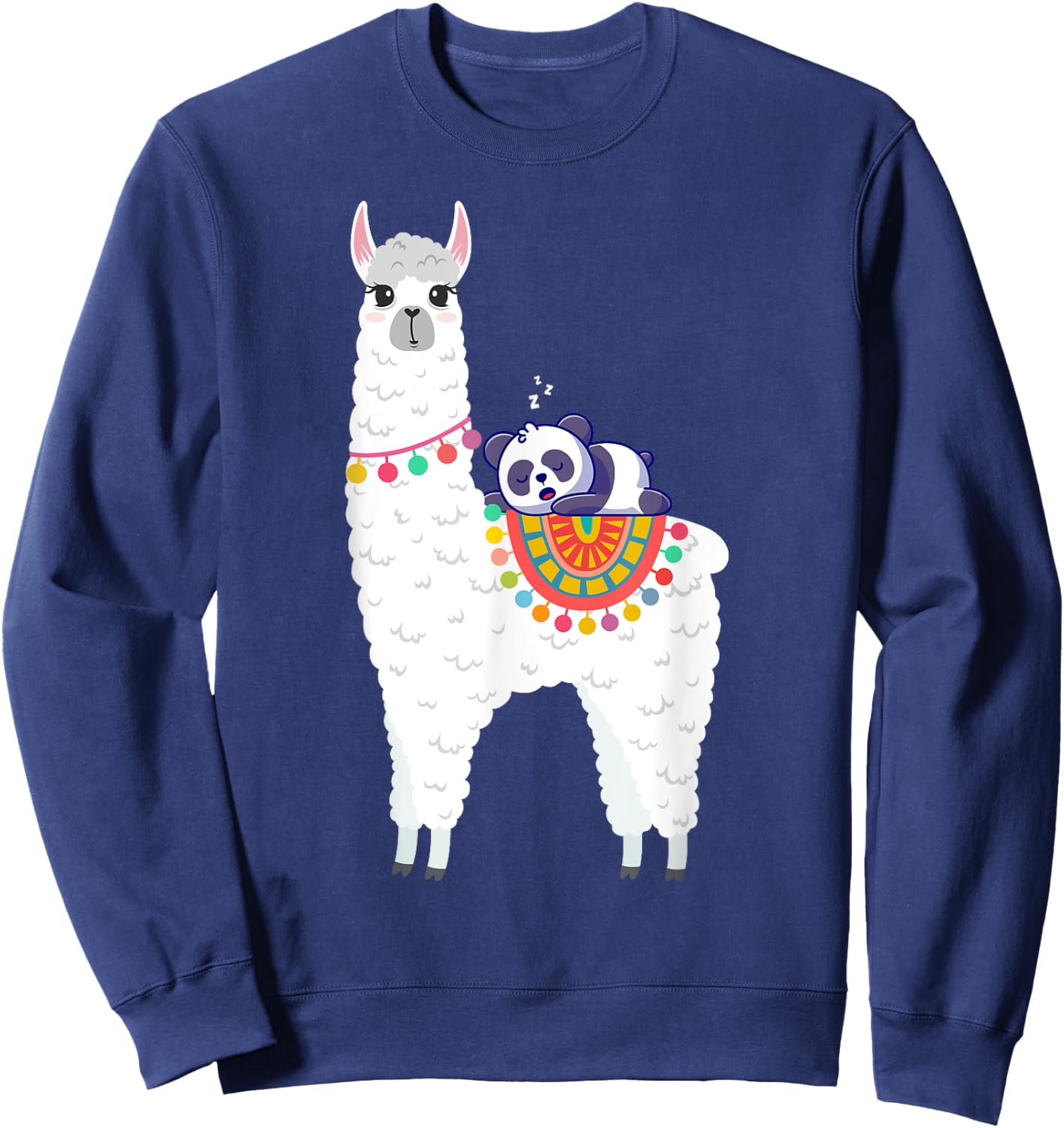 Llama & Panda Sleeping Shirt, Pajama Nightwear Nightgown Sweatshirt - Sweatshirt | Navy