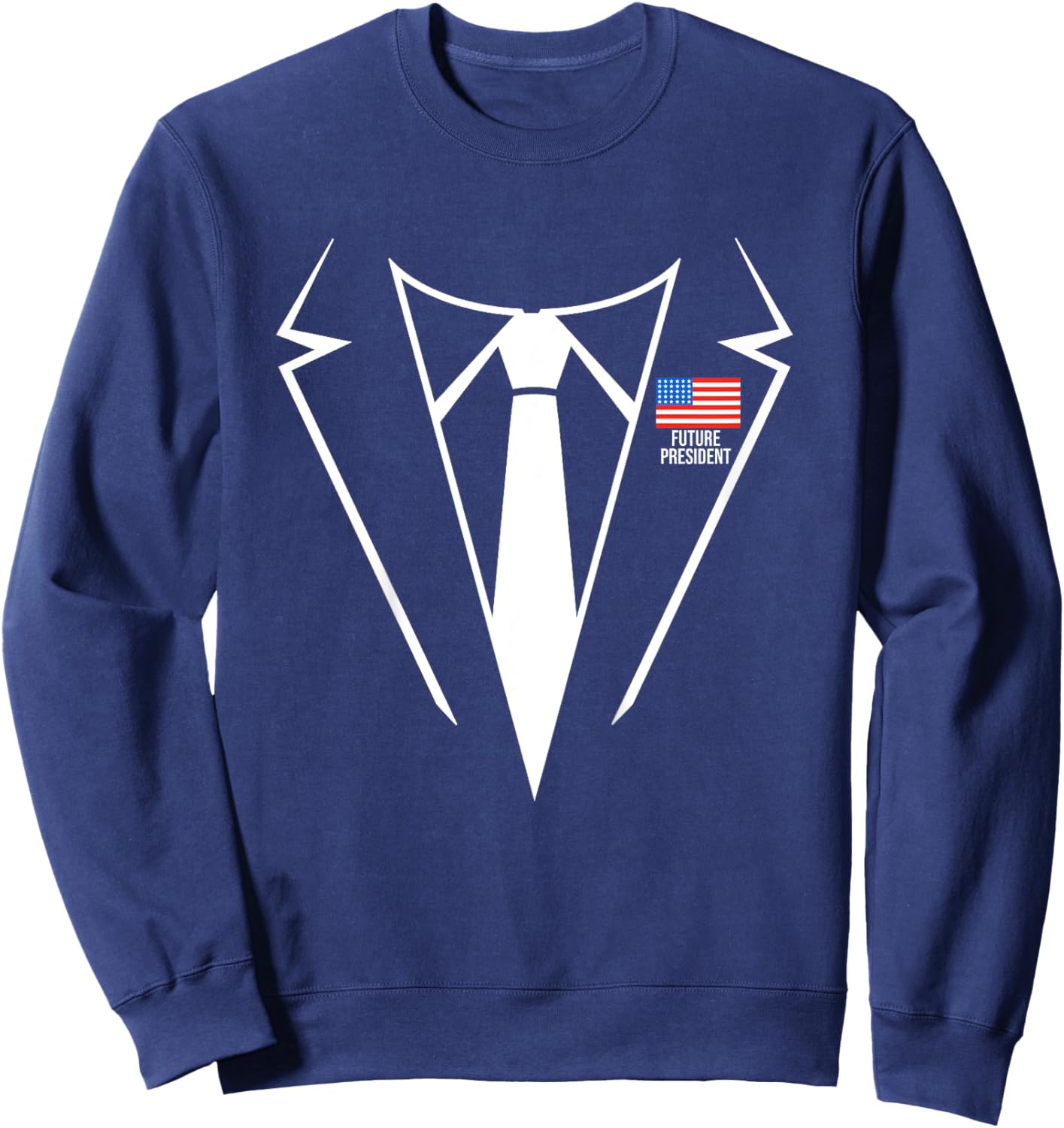 Future President Costume Suit Tux American Flag Patriotic Kids Sweatshirt - Sweatshirt | Navy