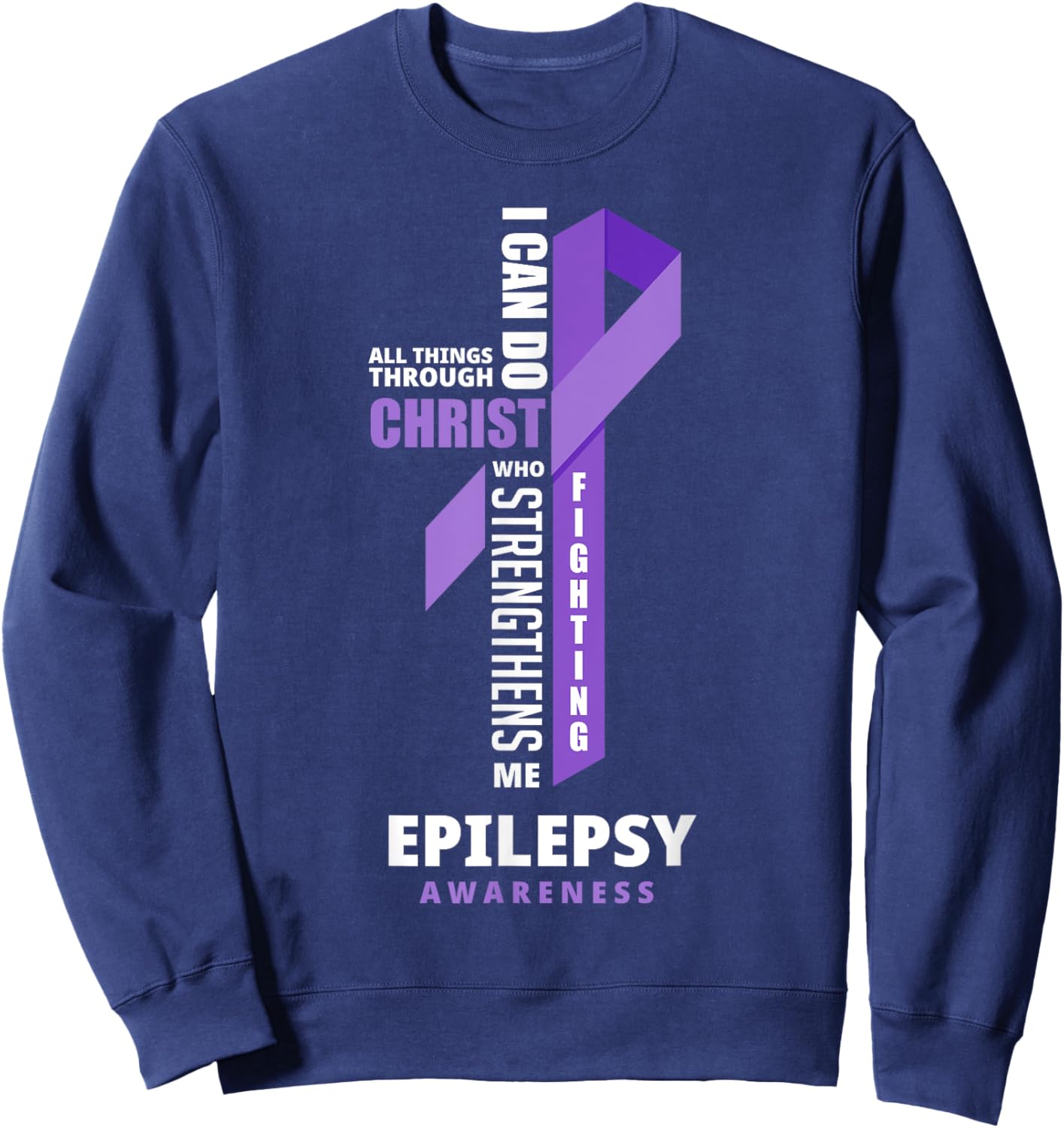 Epilepsy Warrior God Jesus Christ Epilepsy Awareness Sweatshirt - Sweatshirt | Navy